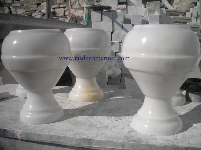 Yuvarlak Mermer Saksı